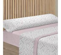 MERCURY TEXTIL- Juego Sábanas 3 Piezas Invierno, Sabanas Polar Pirineo Microfibra Térmica. Incluye Bajera Ajustable, Encimera y Funda Almohada. (Invierno Rayas Rosa, Cama 105CM)