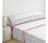 MERCURY TEXTIL - Juego Sábanas de Cama Estampadas 3 Piezas (50% algodón/50% poliéster) Incluye Funda de Almohada + Encimera + Bajera Ajustable. (Cama de 135 cm, Lavanda)
