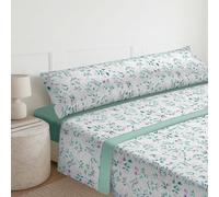 MERCURY TEXTIL - Juego Sábanas de Cama Estampadas 3 Piezas (50% algodón/50% poliéster) Incluye Funda de Almohada + Encimera + Bajera Ajustable. (Cama de 135 cm, Aguamarina)