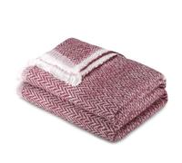 MERCURY TEXTIL- Manta de Algodón, Manta Cuatro Estaciones Espiga Decorativa con Flecos Extra Suave. Colcha Multiusos para Sofá, Cama, Cubre Sofá (Granate, 120 x 180 cm)