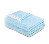 MERCURY TEXTIL- Manta de Algodón, Manta Cuatro Estaciones Espiga Decorativa con Flecos Extra Suave. Colcha Multiusos para Sofá, Cama, Cubre Sofá (Azul, 180 x 240 cm)