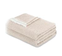 MERCURY TEXTIL- Manta de Algodón, Manta Cuatro Estaciones Espiga Decorativa con Flecos Extra Suave. Colcha Multiusos para Sofá, Cama, Cubre Sofá (Beige, 180 x 240 cm)