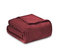 MERCURY TEXTIL- Manta Suave 130x170cm Efecto Terciopelo. Manta Decorativa Diseño Geométrico de 100% Poliéster Cálido para Sofá, Cama y Viaje. (Burdeos)