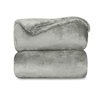 MERCURY TEXTIL - Manta Terciopelo Suave,Mantas Franela, Multiusos (130 X 160 CM, Gris Claro)