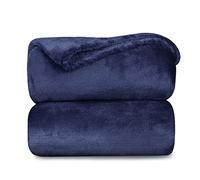 MERCURY TEXTIL - Manta Terciopelo Suave,Mantas Franela, Multiusos (Azul Marino, 130 X 160 CM)