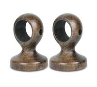 MERCURY TEXTIL- Pack de 2 Soportes Decorativos para Barra de Madera de Pared o Techo. Colgador para Barras de Cortina de ø 28mm. (Marrón)