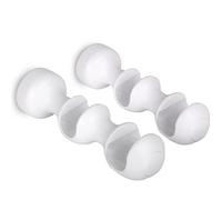 MERCURY TEXTIL -Pack de Dos Soportes Individual o Doble de Madera Liso Abierto para Barra de ø 28 mm. Colgador de Barra, Ideal para Decorar. (Doble, Blanco)