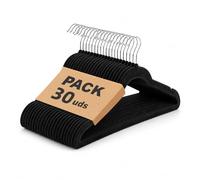 MERCURY TEXTIL- Perchas de Terciopelo Antideslizantes (Negro, 30 Unidades)