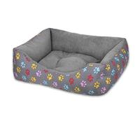 MERCURY TEXTIL- Sofá, Cesta,Cama Comoda para Perros,Gatos y Mascotas, con Relleno de Fibras Super Suave,Resistente al Desgaste y Duradero (Pequeño, Huellas Mascotas)
