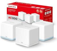 MERCUSYS Halo H1200G (3-Pack) - WiFi Mesh AC1200 Gigabit Dual Band, Cobertura hasta 320 m², Roaming Inteligente, 1.2 Gbps, 6 Puertos Gigabit, Control por App