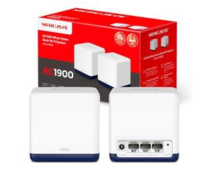 Mercusys Halo H1900G(2-Pack) - AC1900 Mesh Wi-Fi, Doble Banda, Cobertura hasta 350 m², 3× Gigabit Puerto por Unidad, MU-MIMO, Beamforming, Control Parental, Smart Connect