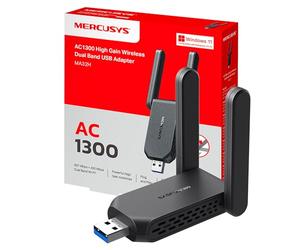 Mercusys MA32H Adaptador USB Wi-Fi de Alta Ganancia AC1300 de Doble Banda (5 GHz y 2,4 GHz), con Antenas externas, Compatible con Windows 10 y 11, Seguridad WPA3, USB 3.0