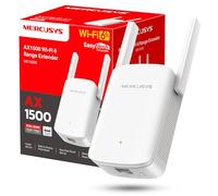 Mercusys ME1500X Wi-Fi 6 Amplificador WiFi, Repetidor de Doble Banda con 1201 Mbps 5 GHz + 300 Mbps 2,4 GHz, Puerto Gigabit, 2 × Antenas de Alto Rendimiento, Botón WPS, Modo Punto de Acceso