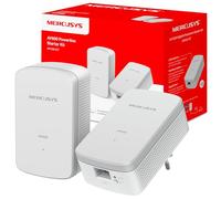 MERCUSYS MP300 Kit - Kit Powerline AV600, hasta 600 Mbps por Red eléctrica, Alcance de 300 m, Puerto Ethernet 10/100 Mbps, Plug and Play, Ahorro de energía hasta 85 %