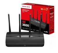 Mercusys MR27BE | Router WiFi 7 de Doble Banda BE3600Mbps, Puertos de 2,5 Gbps, 4 Antenas de Alta Ganancia, Canales de 160 MHz, MLO, Compatible con EasyMesh, Seguridad WPA3, Control Mediante a