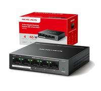 Mercusys MS105GP - Switch Gigabit de 5 Puertos con PoE+ de 4 Puertos, Plug & Play, Largo Alcance hasta 250m, hasta 30W para Cada Puerto