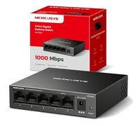 Mercusys MS105GS-Switch 5G, 5 Puertos, Plug and Play, sin Ventilador, RJ45