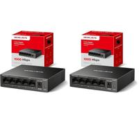 Mercusys MS105GS-Switch Ethernet Gigabit de 5 Puertos RJ45, Carcasa Metálica Resistente, Plug & Play, Sin Configuración, Bajo Consumo, Silencioso, Hub Ethernet, Ideal para Hogar, Oficina y Smart TV