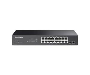 Mercusys MS116GS - Interruptor de Montaje en Rack de Escritorio Gigabit de 16 Puertos, Color Negro