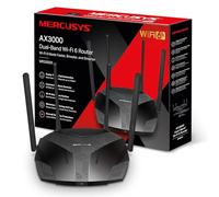 Mercusys 6 enrutadores WiFi de 3000 Mbps, router WiFi de doble banda, 4 puertos Gigabit RJ45, 4 antenas de 5 dBi, MU-MIMO, WPA3, conexión inteligente, control parental, tecnología de color BSS
