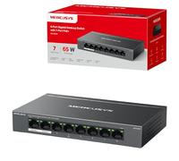 MERCUSYS - Switch Gigabit de computadora de 8 puertos con PoE+ de 7 puertos, PoE de 65 W, compatible con PDs 802.3af/at, gestión de energía, carcasa de metal, Plug & Play, no requiere configuración