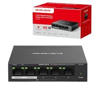 MERCUSYS Switch Gigabit Ethernet de computadora de 5 Puertos con PoE+ de 4 Puertos, PoE de 65 W, Compatible con PDs de 802.3af/at, gestión de energía, Caja de Metal, Plug & Play, no Requiere