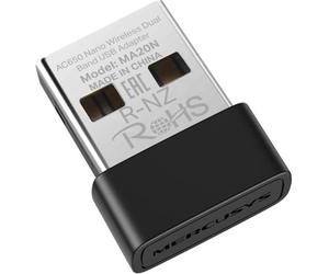 Mercusys TP-Link MA20N Adaptador WiFi USB Tarjeta de Red, AC650 Nano Tarjeta, Dual Band, USB 2.0, WPA3, Plug & Play, Windows 11/10