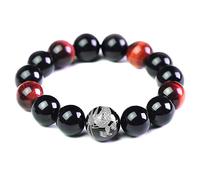 Merdia pulsera de piedra de ojo de tigre para hombre Dragon King Patrón Bead