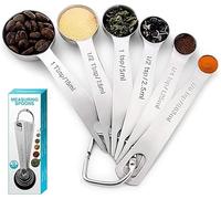 Merecho Juego de 6 cucharas medidoras de acero inoxidable, juego de 6 cucharas medidoras, cucharas medidoras de acero inoxidable para medir raciones secas y líquidos, 1 TSP, 1/2 TBSP y 1 TBSP