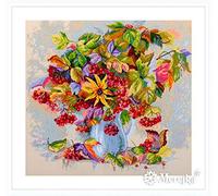 Merejka Herbststern - Kit de punto de cruz, algodón, multicolor, 32 x 30 cm