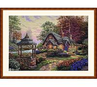 Merejka K-212 Make a Wish Cottage - Kit de punto de cruz, algodón, multicolor, 30 x 41 cm