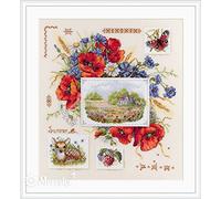 Merejka Sommeransicht - Kit de punto de cruz, algodón, multicolor, 30 x 32 cm