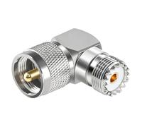 Merghurn Adaptador coaxial UHF macho PL259 a hembra SO239 en ángulo recto, convertidor de conector PL-259 de 90 grados para antena, radio jamón, radio CB, comunicación inalámbrica