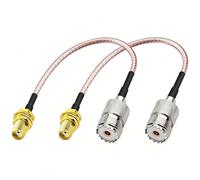 Merghurn Cable adaptador de antena de radio de mano, paquete de 2, SMA hembra a UHF SO-239 hembra, cable coaxial de 6 pulgadas para radios Baofeng, Wouxun, Quansheng y Linton, conecta de mano a