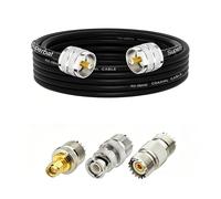 Merghurn Cable coaxial CB RG58 de 15 pies con conectores UHF PL259 y kit adaptador de 3 piezas (SMA/BNC/PL259/SO239) para radio CB HAM, antena, medidor SWR, analizador de antena, carga falsa