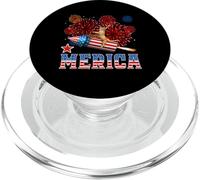 Merica 4th of July Cat Riding Firework Rocket Patriotic PopSockets PopGrip para MagSafe