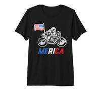 Merica Biker American Flag Motorcycle 4th of July Patriotic Camiseta Premium