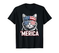 Merica Cat 4 Julio Independence Day America Patriot Camiseta