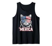 Merica Cat 4 Julio Independence Day America Patriot Camiseta sin Mangas