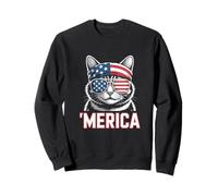 Merica Cat 4 Julio Independence Day America Patriot Sudadera