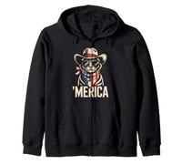 Merica Cat 4 Julio Independence Day America Patriot Sudadera con Capucha