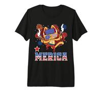 Merica Cat 4th of July Funny Kitten Patriotic American Flag Camiseta Premium