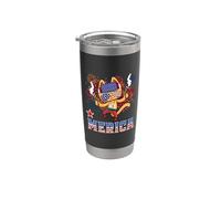 Merica Cat 4th of July Funny Kitten Patriotic American Flag Vaso térmico de acero inoxidable de doble pared