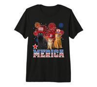 Merica Cats American Flag Firework Patriotic 4th of July Cat Camiseta Premium