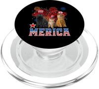 Merica Cats American Flag Firework Patriotic 4th of July Cat PopSockets PopGrip para MagSafe