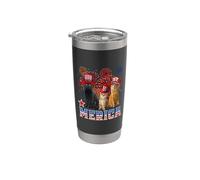 Merica Cats American Flag Firework Patriotic 4th Of July Cat Vaso térmico de acero inoxidable de doble pared