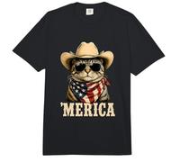 Merica Cowboy Cat Patriótico Divertido Lindo Adorable Clásico Comfort Colors Adult Heavyweight T-Shirt