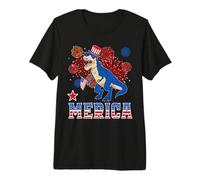 Merica Dinosaur T Rex Patriotic American Flag 4th of July Camiseta Premium