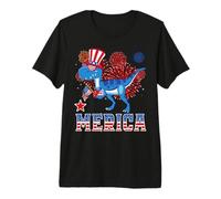 Merica Dinosaur T Rex Patriotic American Flag 4th of July Camiseta Premium