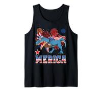 Merica Dinosaur T Rex Patriotic American Flag 4th of July Camiseta sin Mangas